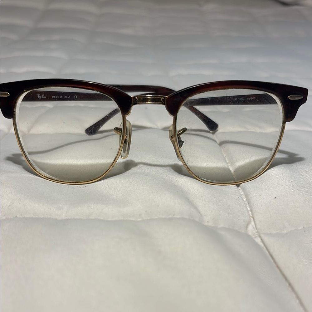 Ray-Ban Brown and Gold Aviator Glasses